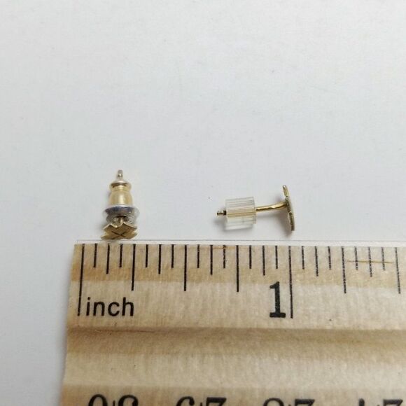 Vintage Tiny Cross Stud Earrings, Gold Tone, Small Unisex Everyday Style - Picture 3 of 5